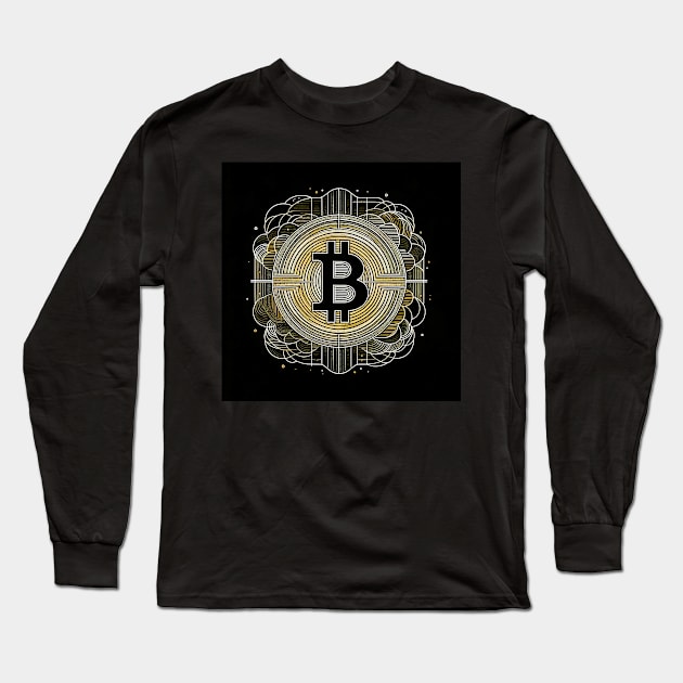 Aureate Cipher: The Gilded Bitcoin Enigma Long Sleeve T-Shirt by heartyARTworks